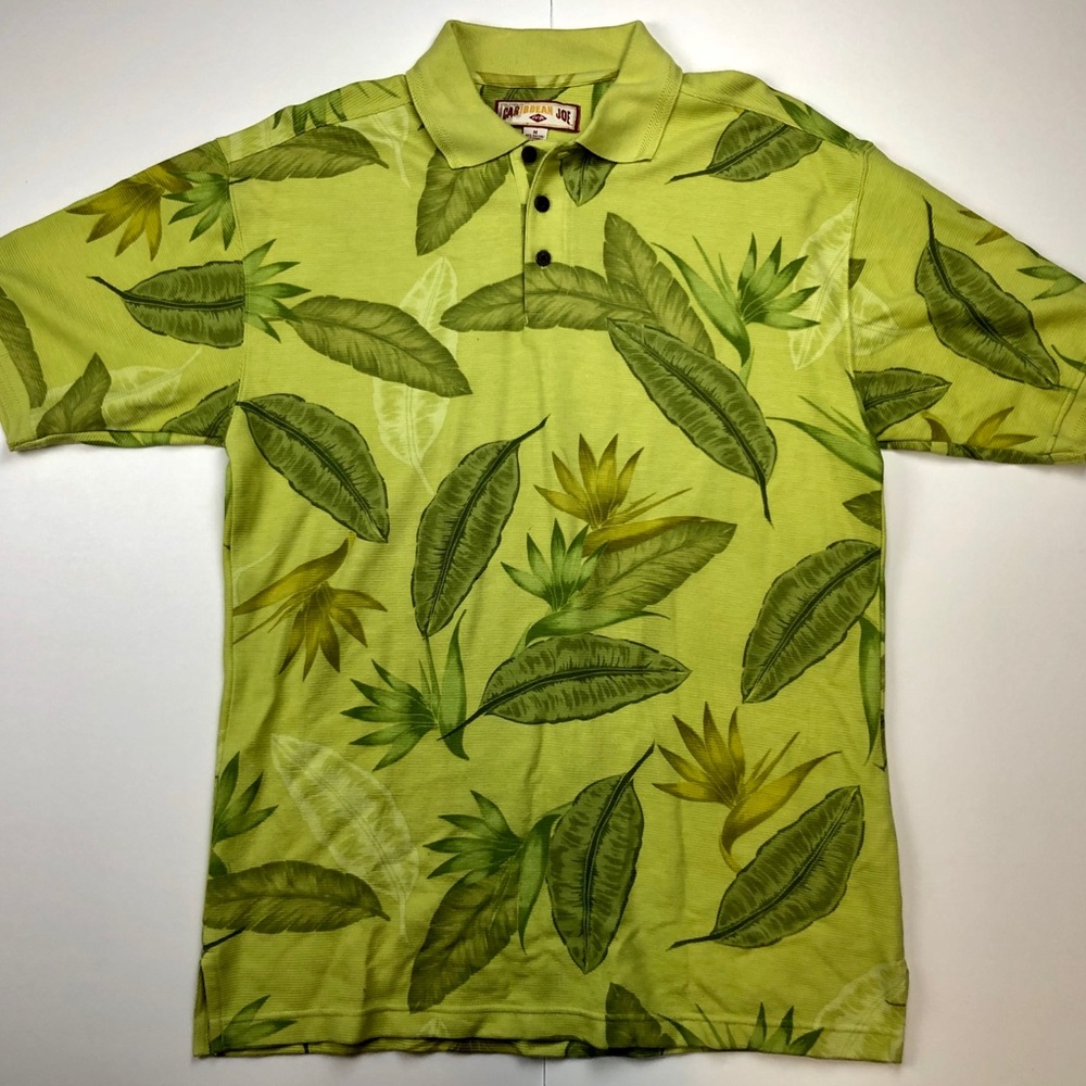 Caribbean Joe Hawaiian Floral Polo Tee